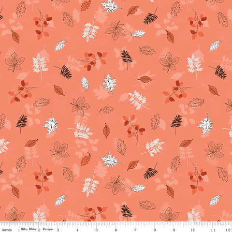 Maple Salmon Leaves Yardage by Gabrielle Neil Design for Riley Blake Designs