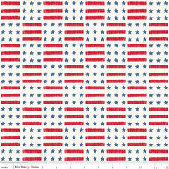 Land Of The Brave Cream Stars And Stripes Yardage by My Mind's Eye for Riley Blake Designs