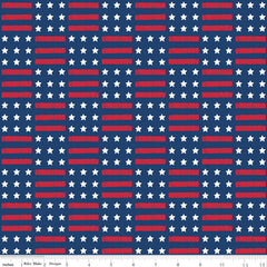 Land Of The Brave Navy Stars And Stripes Yardage by My Mind's Eye for Riley Blake Designs