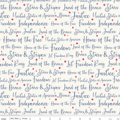 Land Of The Brave Cream Words Yardage by My Mind's Eye for Riley Blake Designs