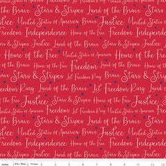 Land Of The Brave Red Words Yardage by My Mind's Eye for Riley Blake Designs