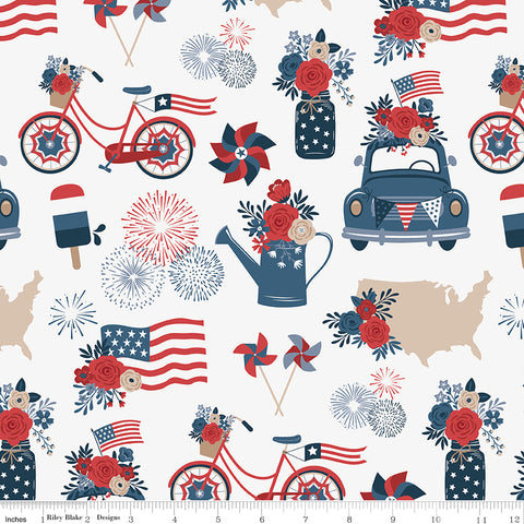 Red White And True Off White Main Yardage by Dani Mogstad for Riley Blake Designs
