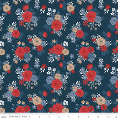 Red White And True Navy Bouquet Yardage by Dani Mogstad for Riley Blake Designs