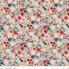 Red White And True Beach Floral Yardage by Dani Mogstad for Riley Blake Designs