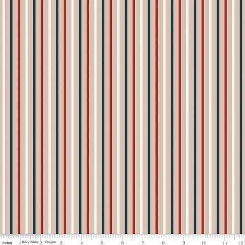 Red White And True Beach Stripes Yardage by Dani Mogstad for Riley Blake Designs