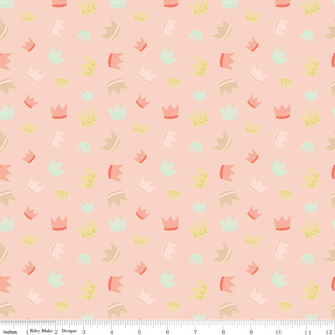 It's A Girl Blush Crowns Yardage by Echo Park Paper for Riley Blake Designs