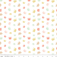 It's A Girl White Crowns Yardage by Echo Park Paper for Riley Blake Designs