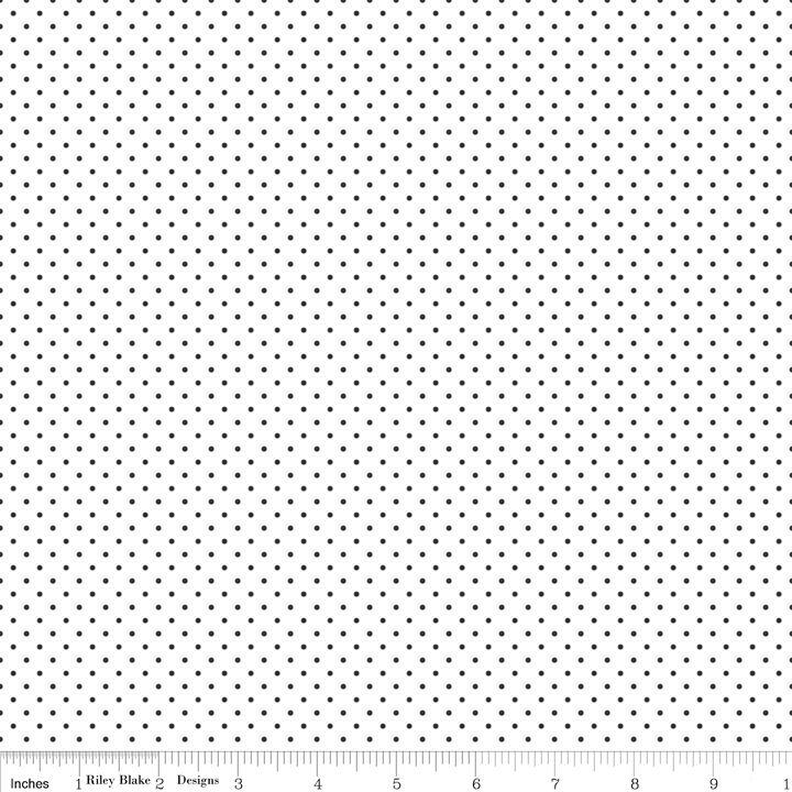 Swiss Dot Black on White Yardage by Riley Blake Designs