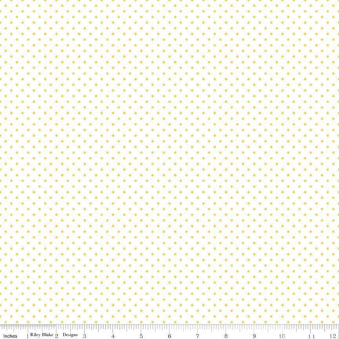 Swiss Dot Yellow on White Yardage by Riley Blake Designs