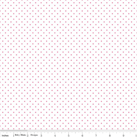 Swiss Dot Hot Pink on White Yardage by Riley Blake Designs
