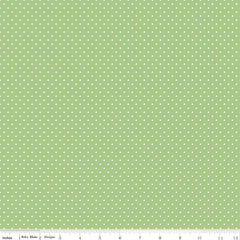 Swiss Dot White on Green Yardage by Riley Blake Designs