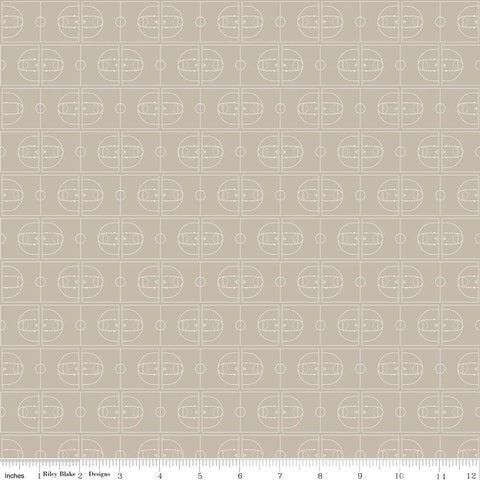 Varsity Tan Basketball Court Yardage by Deena Rutter for Riley Blake