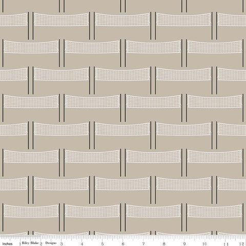 Varsity Tan Volleyball Net Yardage by Deena Rutter for Riley Blake