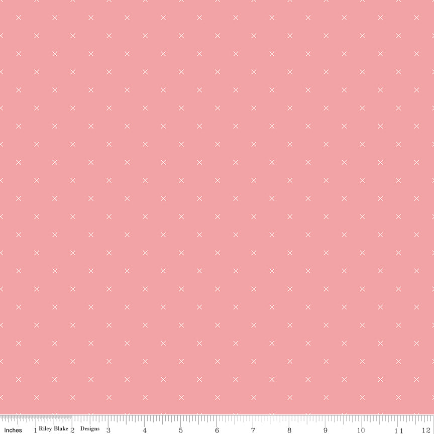 Bee Cross Stitch Coral Yardage by Lori Holt for Riley Blake Designs