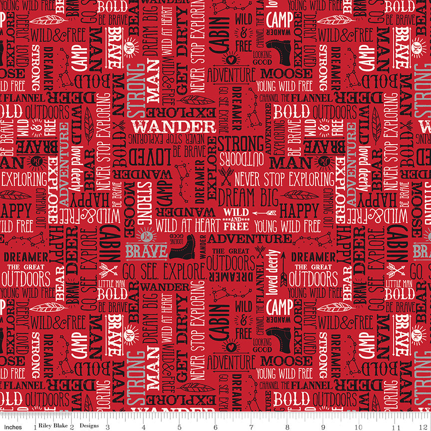 Wild At Heart Red Words Yardage by Lori Whitlock for Riley Blake Designs