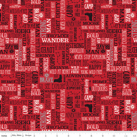 Wild At Heart Red Words Yardage by Lori Whitlock for Riley Blake Designs