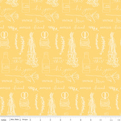 Idyllic Yellow Text Yardage by Minki Kim for Riley Blake Designs