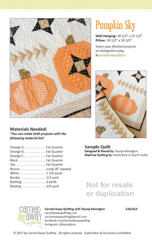 Pumpkin Sky Mini Quilt & Pillow Pattern by Taunja Kelvington of Carried Away Quilting