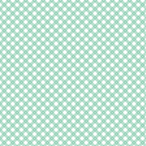 Gingham Picnic Mint Pool Yardage by Lori Woods for Poppie Cotton Fabrics