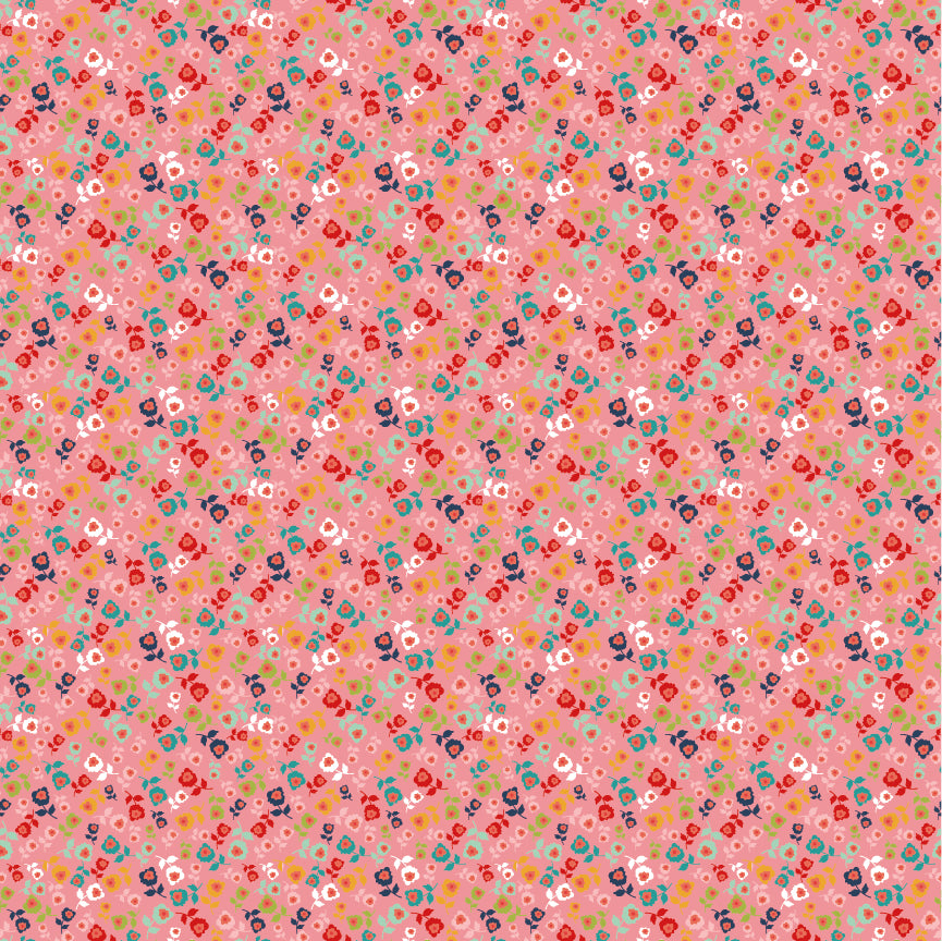 Betsy's Sewing Kit Pink Corn Flowers Yardage by Lori Woods for Poppie Cotton Fabrics