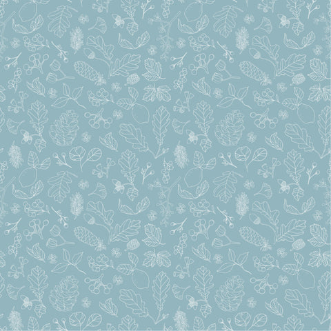 House and Home Blue Forest Yardage by Lori Woods for Poppie Cotton Fabrics