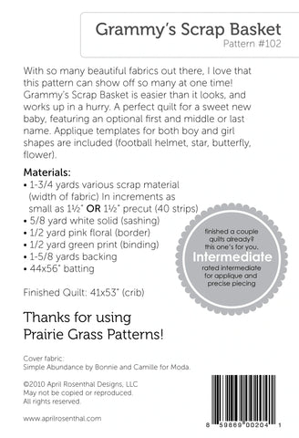 Grammy's Scrap Basket Quilt Pattern by Prairie Grass Patterns