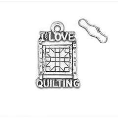 I Love Quilting Zipper Pull or Sewing Charm