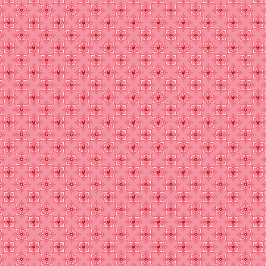 Barnyard Bandana Hot Kisses Pink Yardage by Lori Woods for Poppie Cotton Fabrics