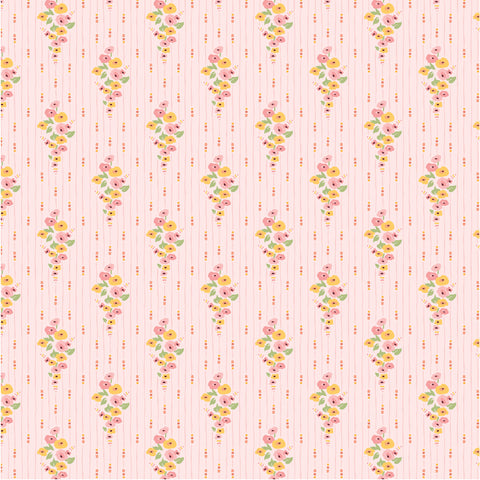 Hollyhock Lane Pink Love At Home Yardage by Sheri McCulley for Poppie Cotton Fabrics