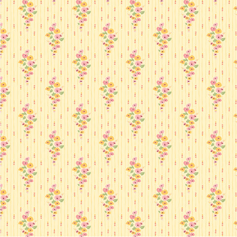 Hollyhock Lane Yellow Love At Home Yardage by Sheri McCulley for Poppie Cotton Fabrics