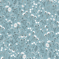 House and Home Blue Mabel Yardage by Lori Woods for Poppie Cotton Fabrics