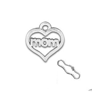 Mom Heart Zipper Pull or Sewing Charm