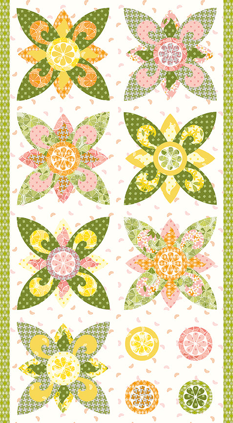 Grove White Flower Panel by Jill Finley for Riley Blake Designs