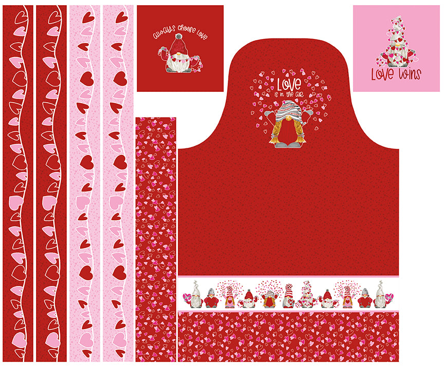 Gnomes In Love Apron and Hot Pad Panel by Tara Reed for Riley Blake Designs