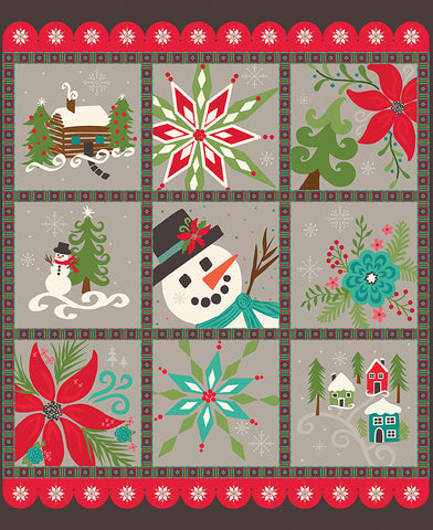 Winter Wonder Gray Panel by Heather Peterson for Riley Blake Designs