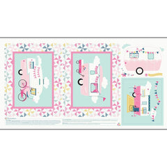 I'd Rather Be Glamping Pink Panel by Dani Mogstad for Riley Blake Designs