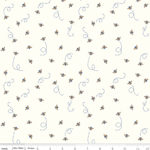 Daisy Fields Cloud Sparkle Bees Yardage by Beverly McCullough for Riley Blake Designs