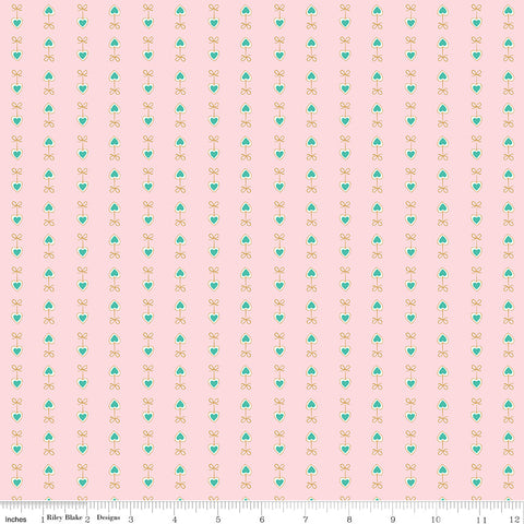 Mint For You Blush Sparkle Heartstrings Yardage by Melissa Mortenson for Riley Blake Designs