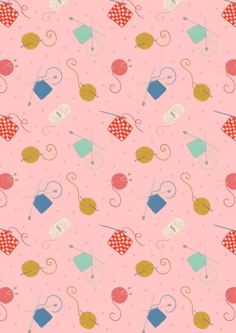 Small Things Pink Knitting And Crochet Yardage by Lewis & Irene Fabrics