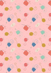 Small Things Pink Knitting And Crochet Yardage by Lewis & Irene Fabrics