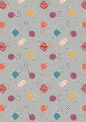 Small Things Gray Knitting And Crochet Yardage by Lewis & Irene Fabrics