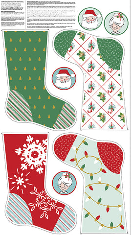 Santa Claus Lane Stocking Panel 2 Sparkle by Melissa Mortenson for Riley Blake Designs