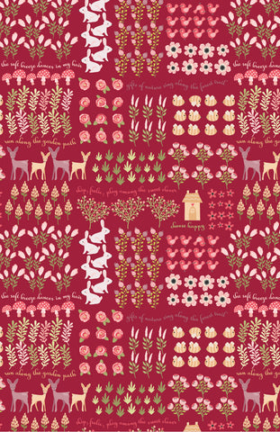 Kaisley Rose Red Sophia Yardage by Lori Woods for Poppie Cotton Fabrics