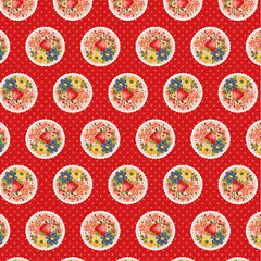 Betsy's Sewing Kit Red Strawberry Pie Yardage by Lori Woods for Poppie Cotton Fabrics