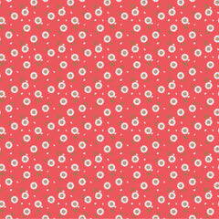 Sunshine And Chamomile Red Tossed Daisies Yardage by Lori Woods for Poppie Cotton Fabrics