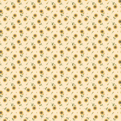 Sunshine And Chamomile Yellow Tossed Daisies Yardage by Lori Woods for Poppie Cotton Fabrics
