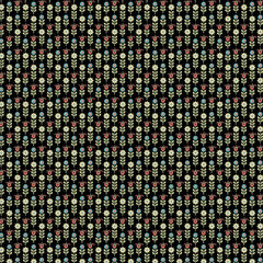 Chick-A-Doodle Doo Black Tulip Row Yardage by Lori Woods for Poppie Cotton Fabrics