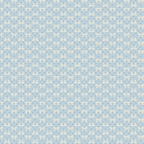 Dots & Posies Blue Bows Yardage by Lori Woods for Poppie Cotton Fabrics