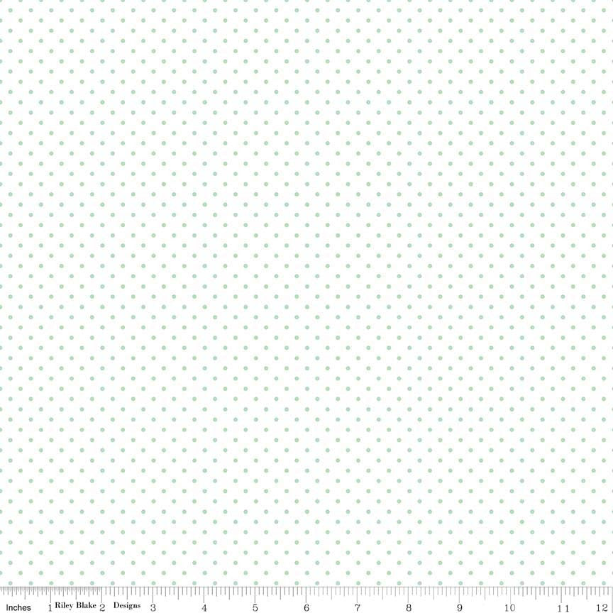 Swiss Dot Mint on White Yardage by Riley Blake Designs