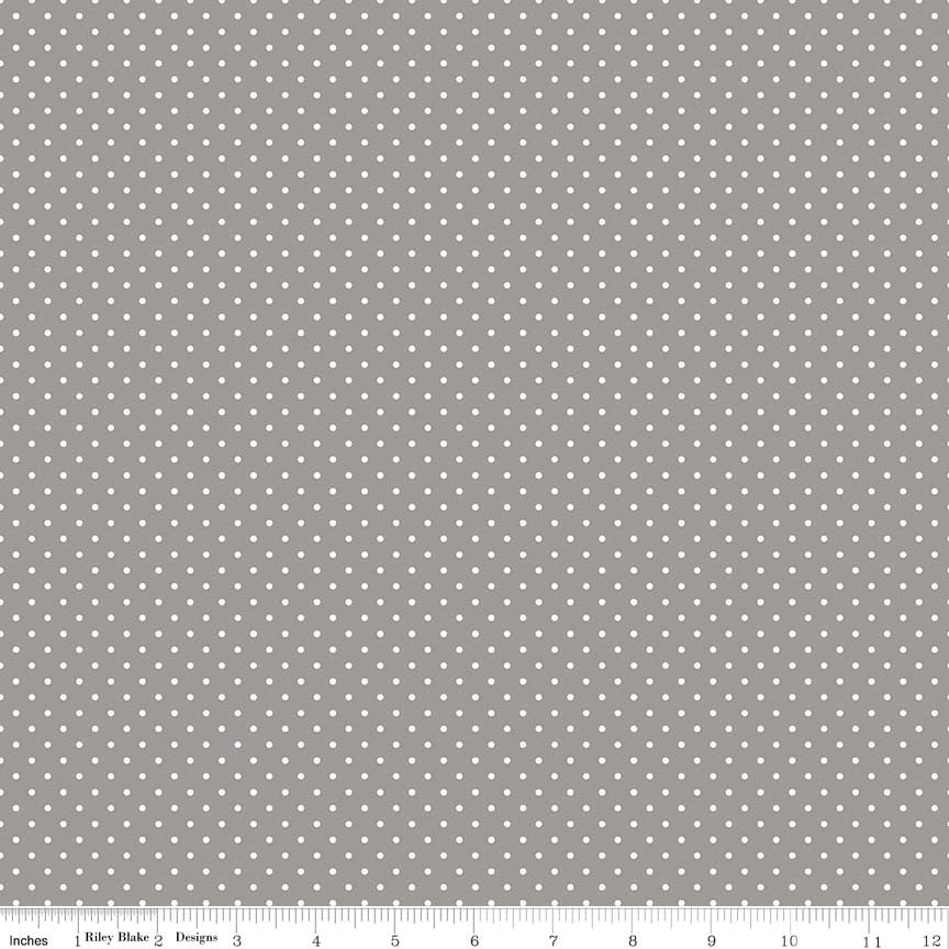 Swiss Dot White on Gray Yardage by Riley Blake Designs